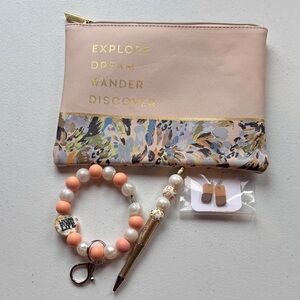 Elegant Gray and Gold Women's Accessory Set